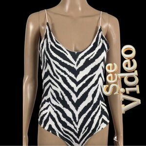 👛 (ANY 2/$20) GAZE Body Suit Black/White, Semi Lined